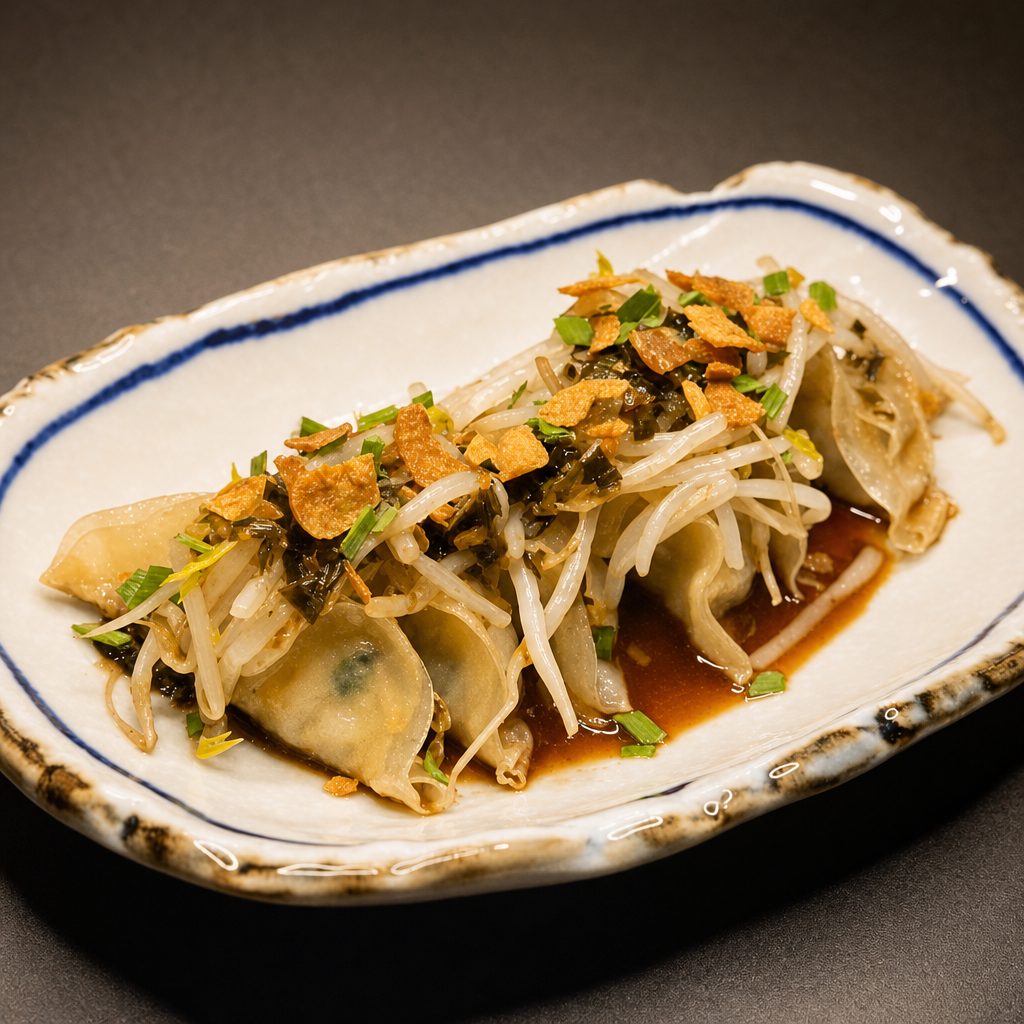 Garlic Chive Sauce Gyoza.