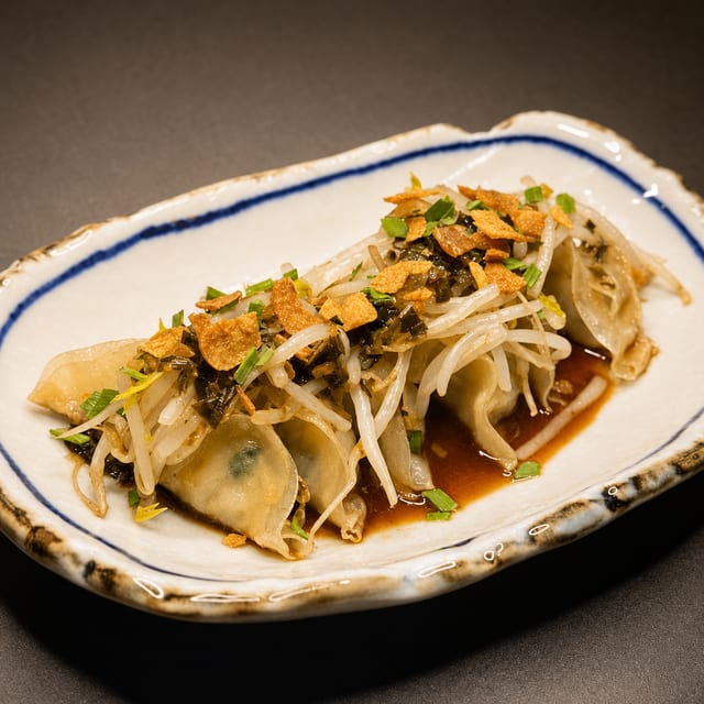 Garlic Chive Sauce Gyoza.